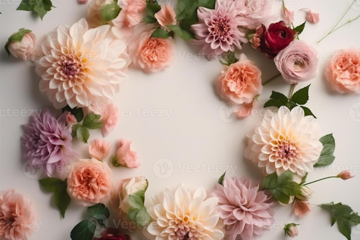 A frame decorated with flowers. photo