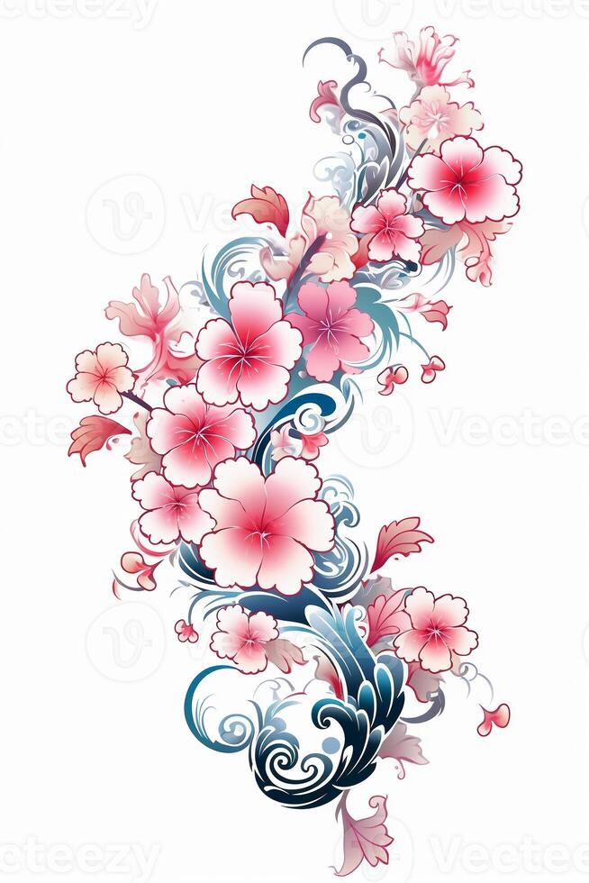 Copy space of Clipart of sakura blossoms. photo