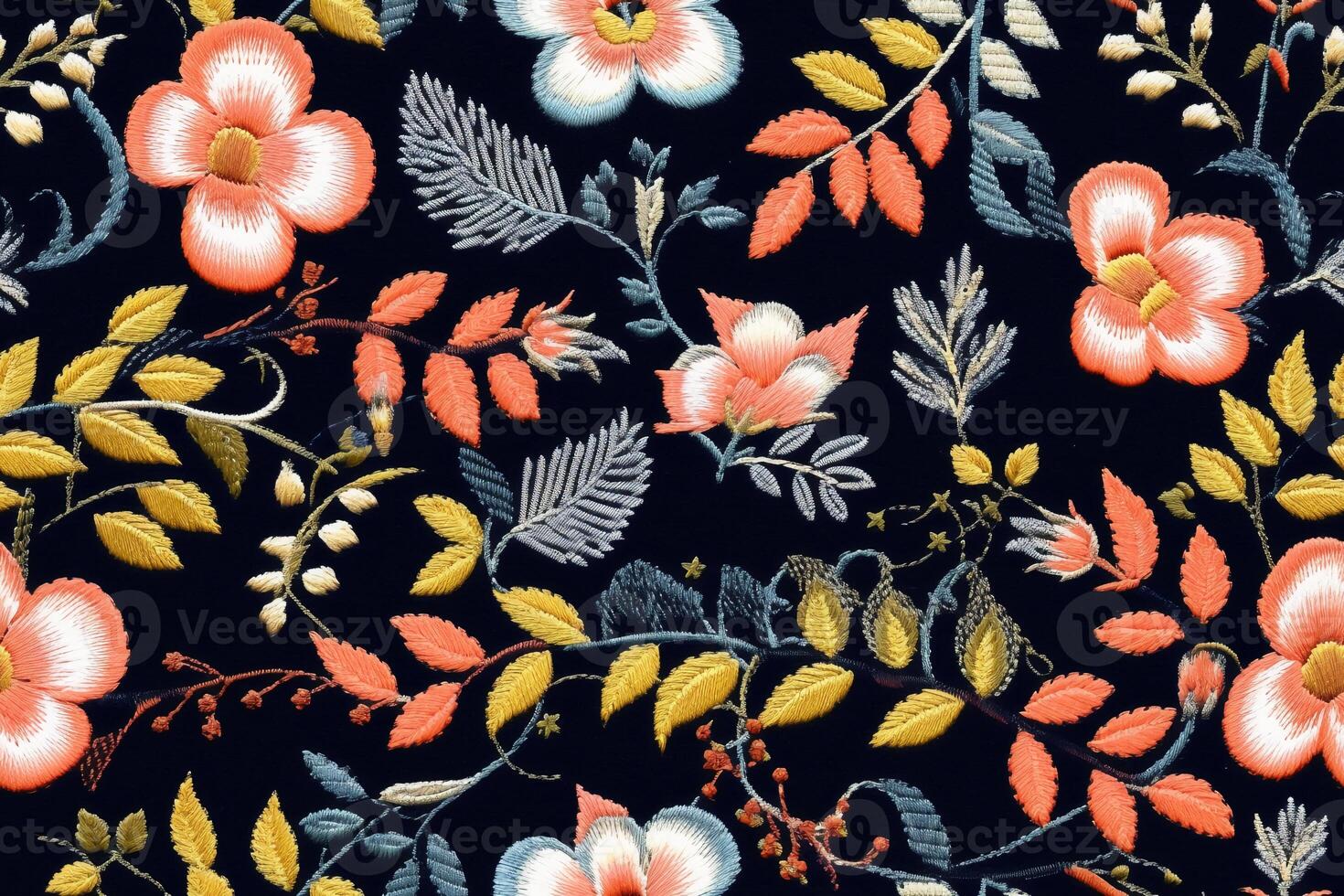 Embroidered texture, imaginary, aesthetic pattern. photo