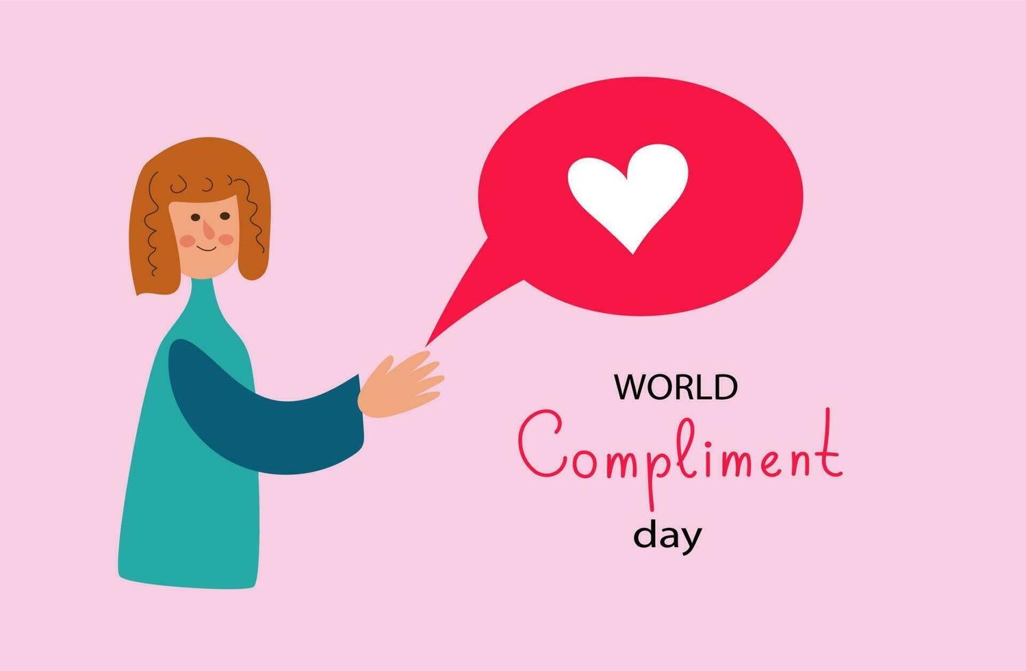 Young woman holds a heart in his hands, compliment day vector