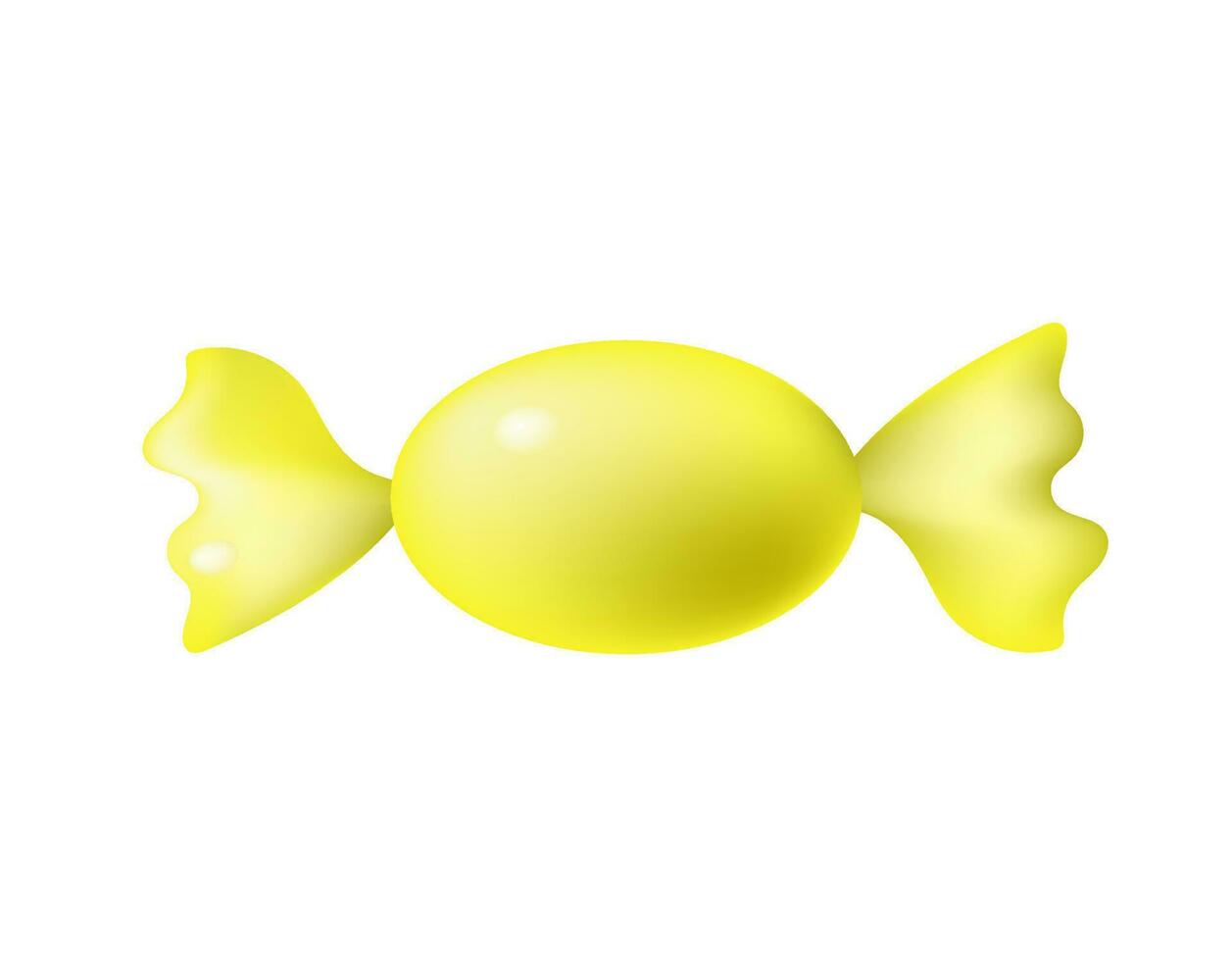 3d Yellow candy in wrapper. vector