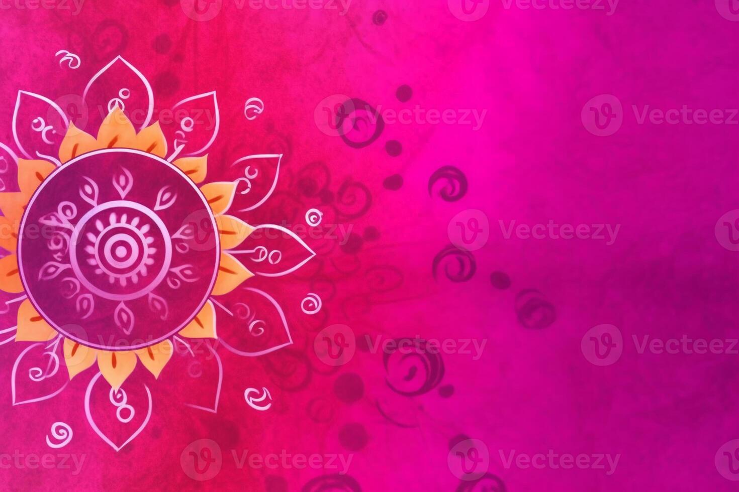 Fuchsia Crayola color background paper texture Rangoli pattern painting. photo