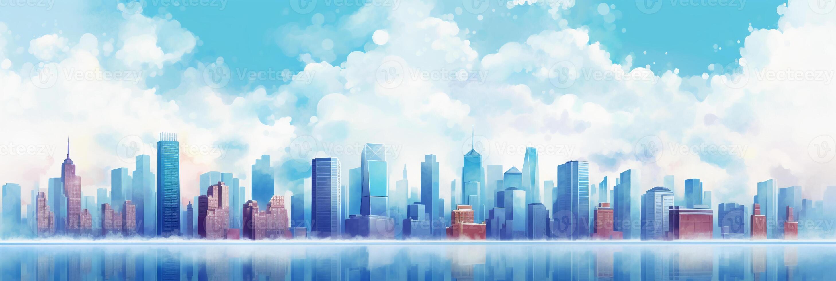 City, background, flat design, horizontal composition, architecture. photo