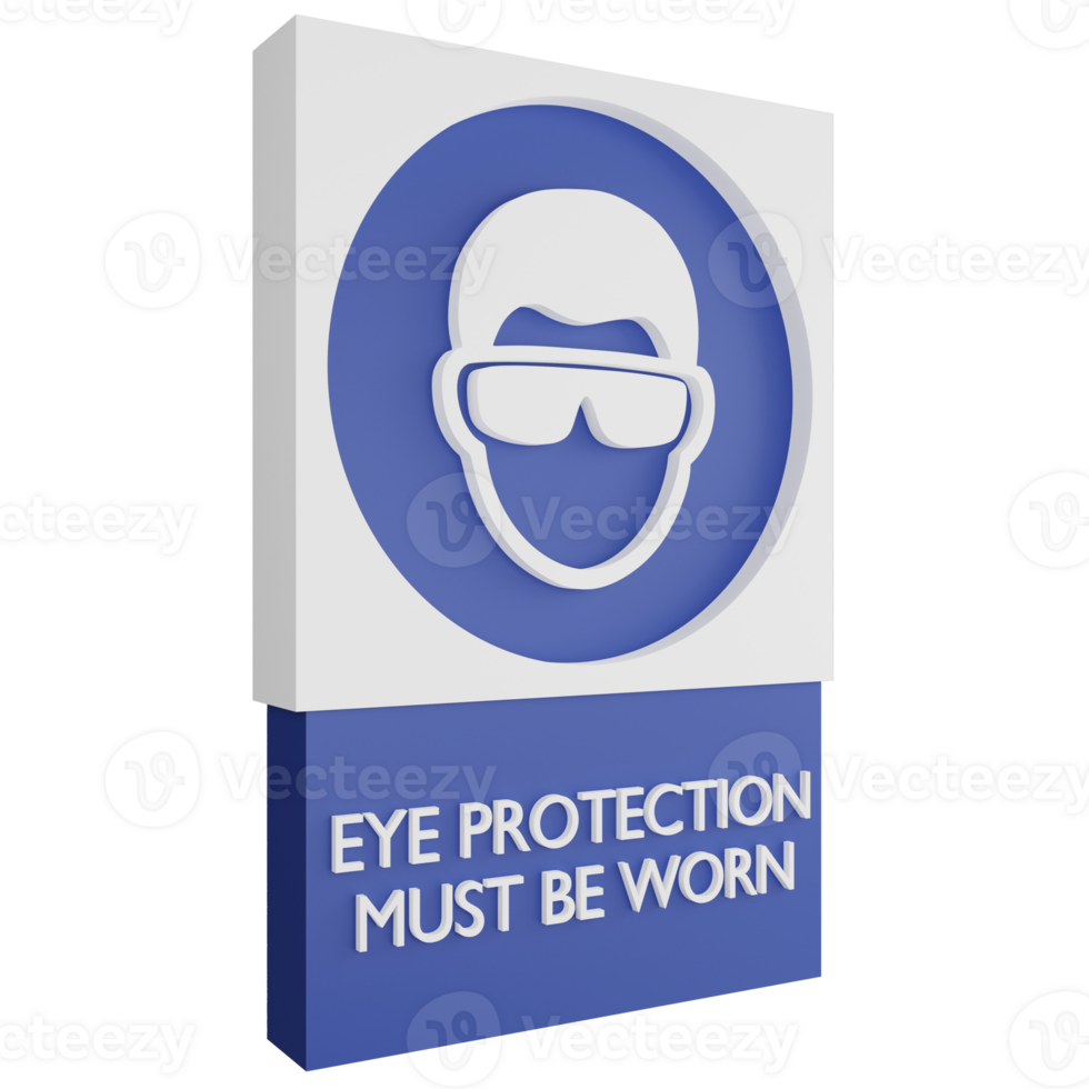 3d framställa öga skydd måste vara bärs tecken ikon isolerat på transparent bakgrund, blå informativ tecken png