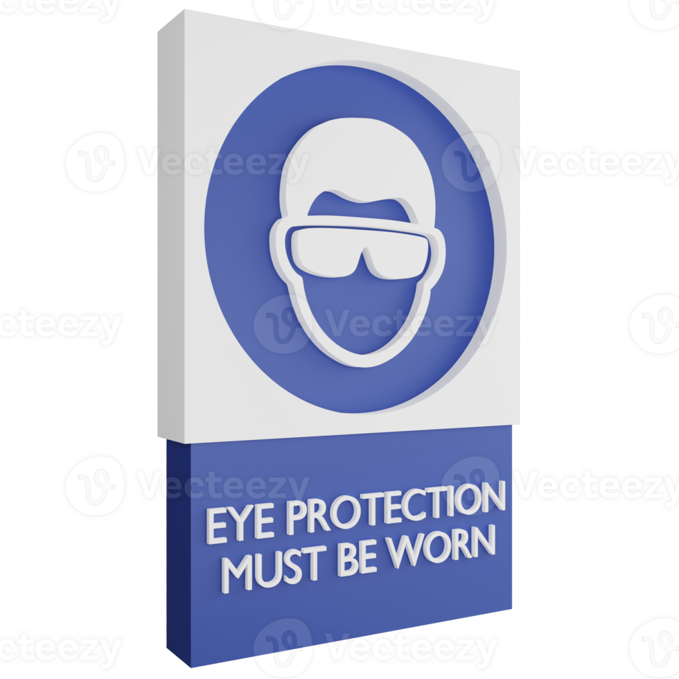 3D render eye protection must be worn sign icon isolated on transparent