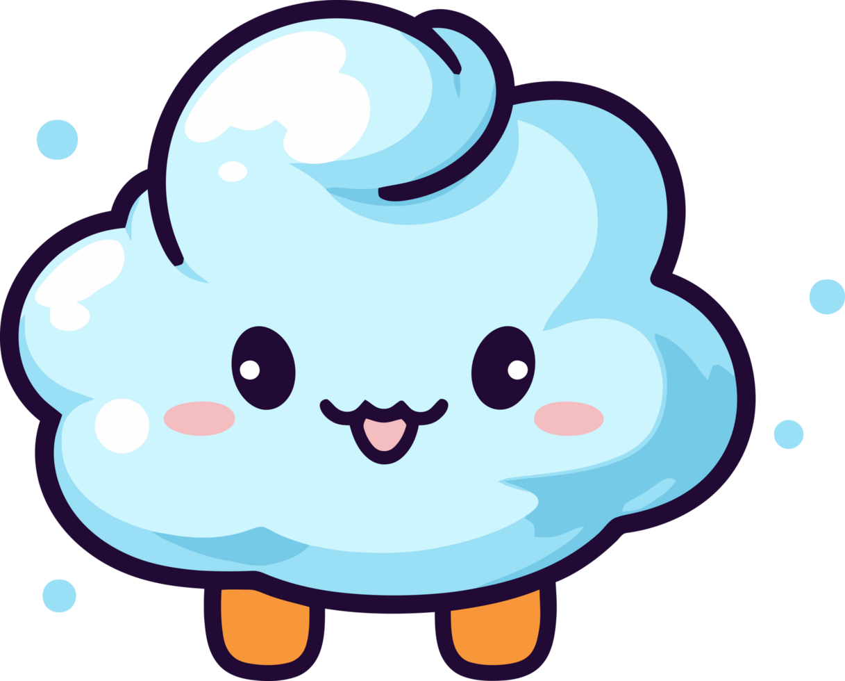 Kawaii Cloud Face, Adorable Emotion Icon for Children Decoration png