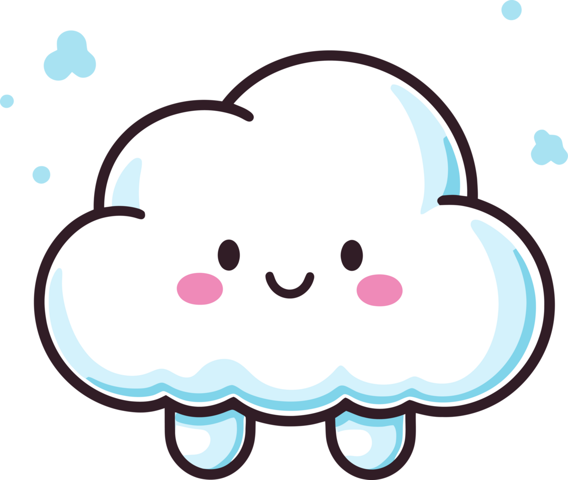 Kawaii Cloud Stickers, Funny and Adorable Weather Symbols for Children png