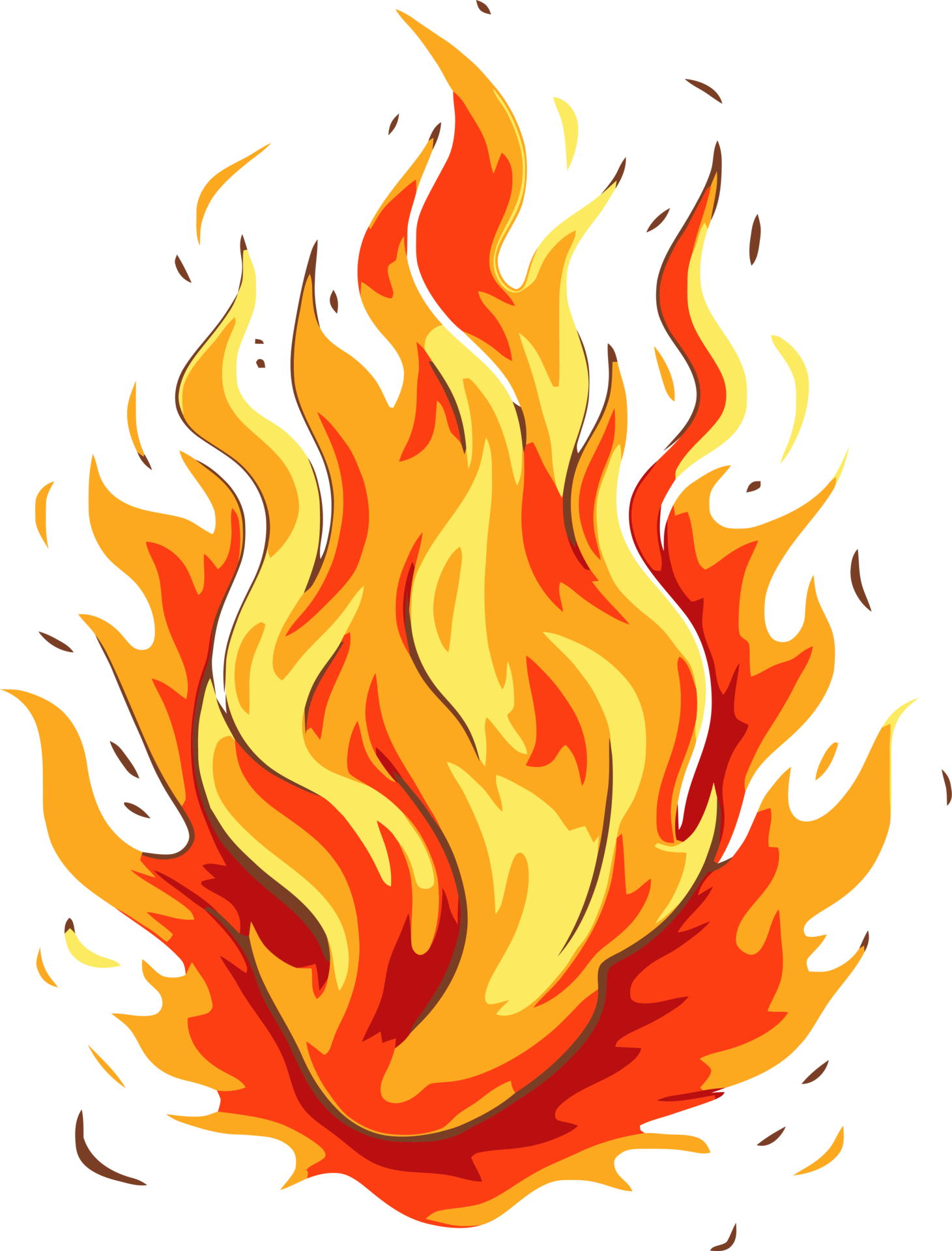 Big blaze fire flame, flat color bonfire 24190117 PNG