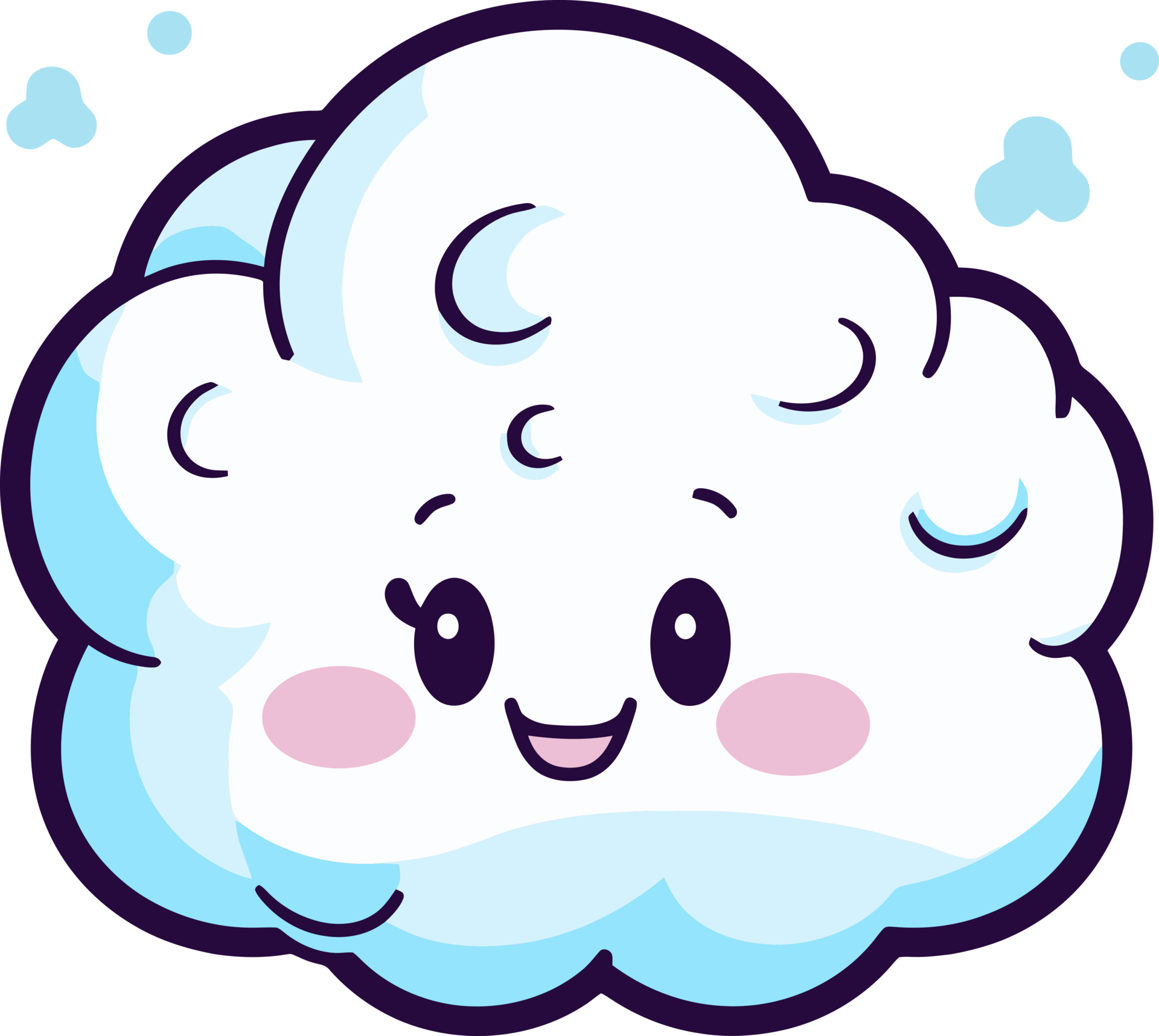 Happy Cloud Illustration, Adorable and Funny Kawaii Design for Children