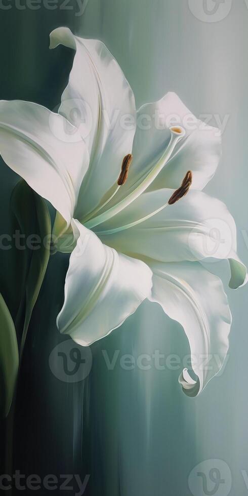 An extreme close up of a beautiful lily oil painting. photo