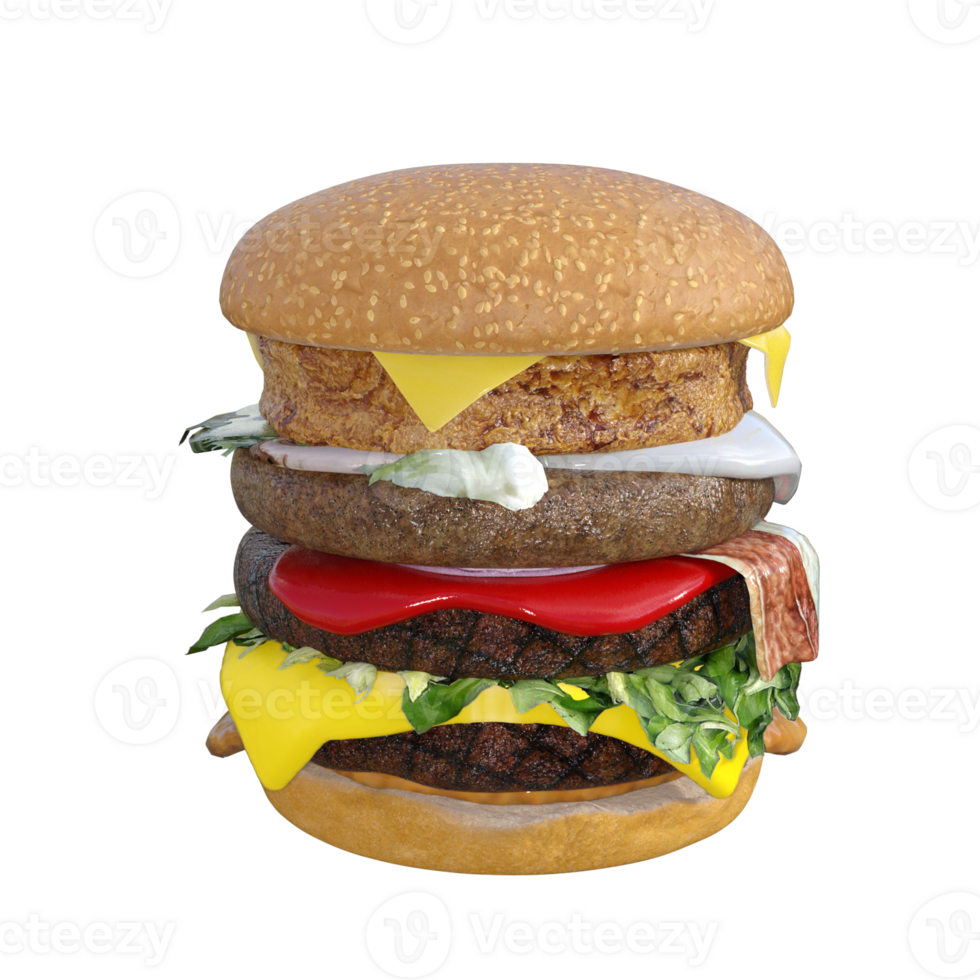 Burger isoated 3d rendering png