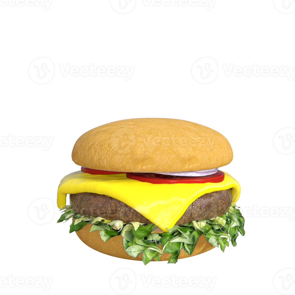 Burger isoated 3d rendering png