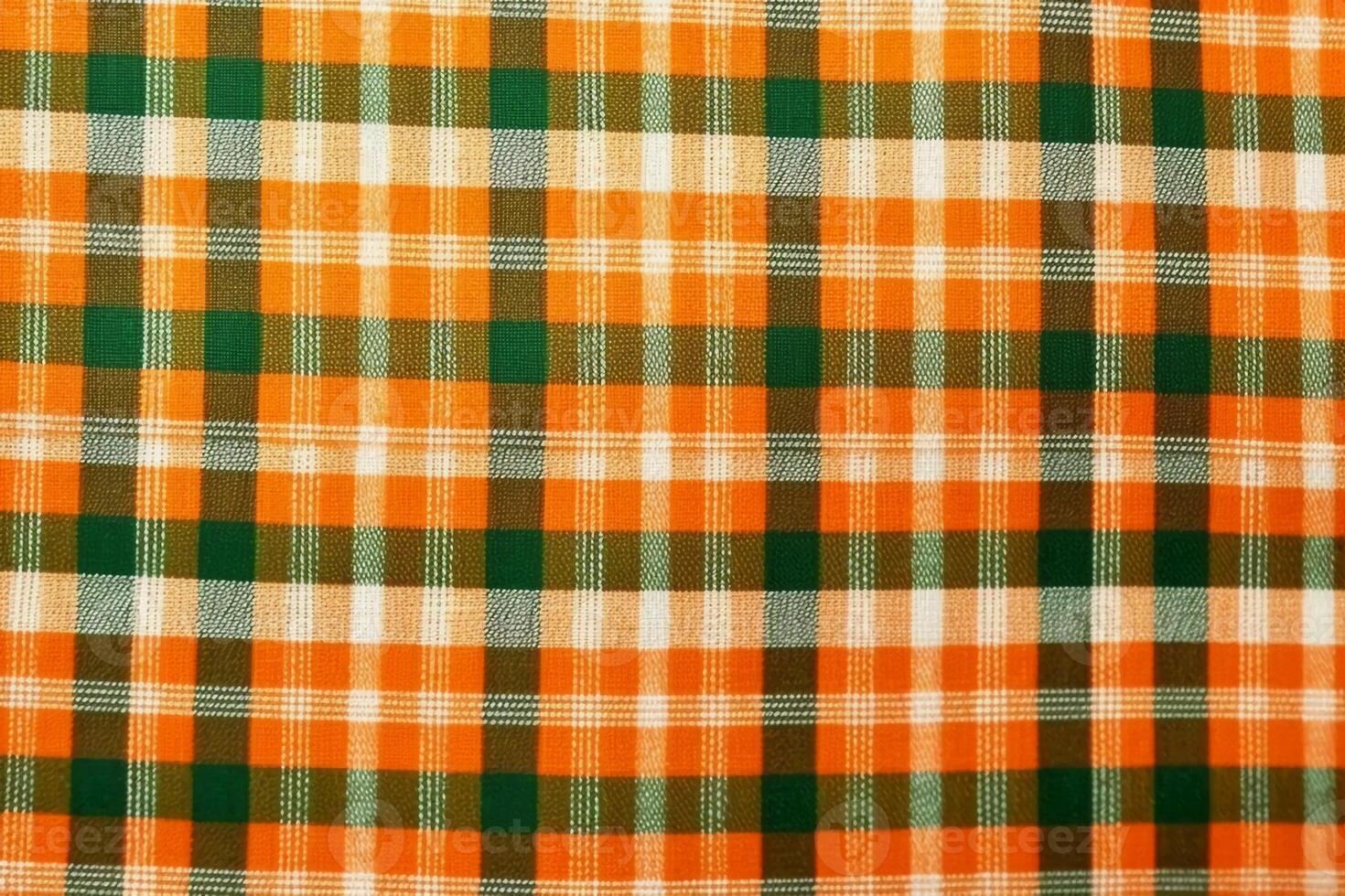 orange fabric textile pattern, plaid background, linen cotton. photo