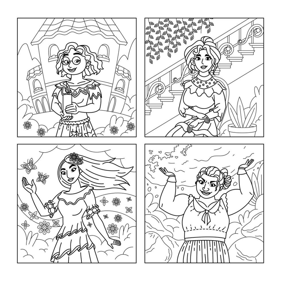 Latino Family Coloring Pages vector