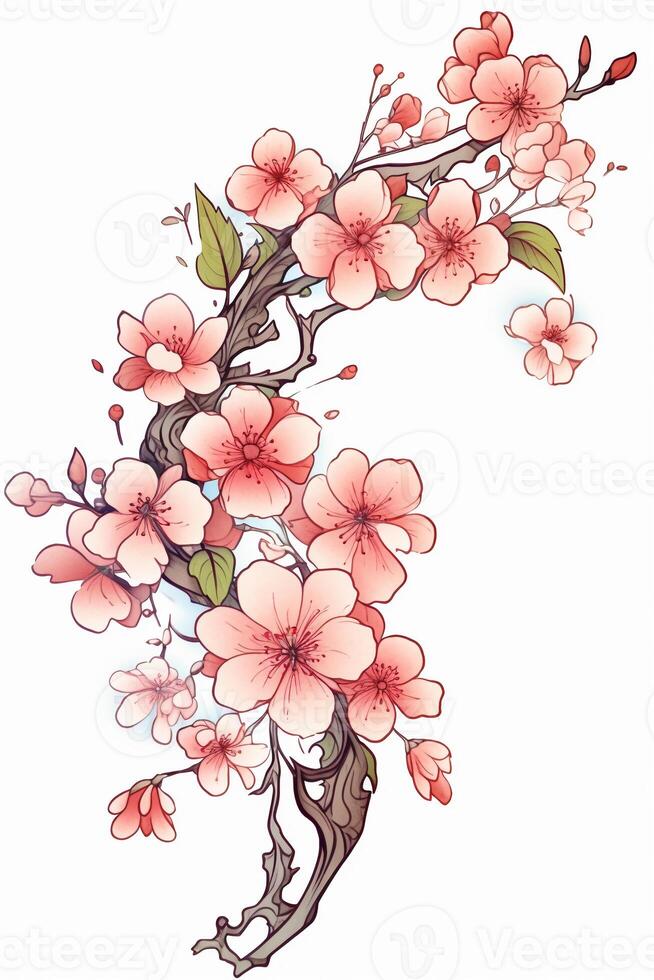 Copy space of Clipart of sakura blossoms. photo