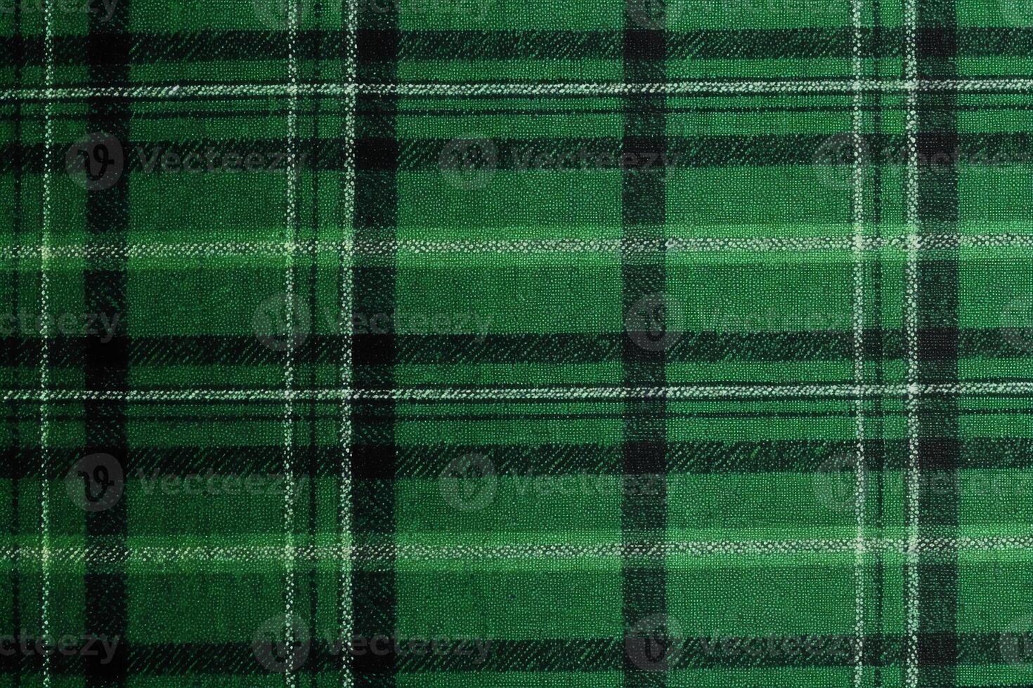 green fabric textile pattern, plaid background, linen cotton. photo