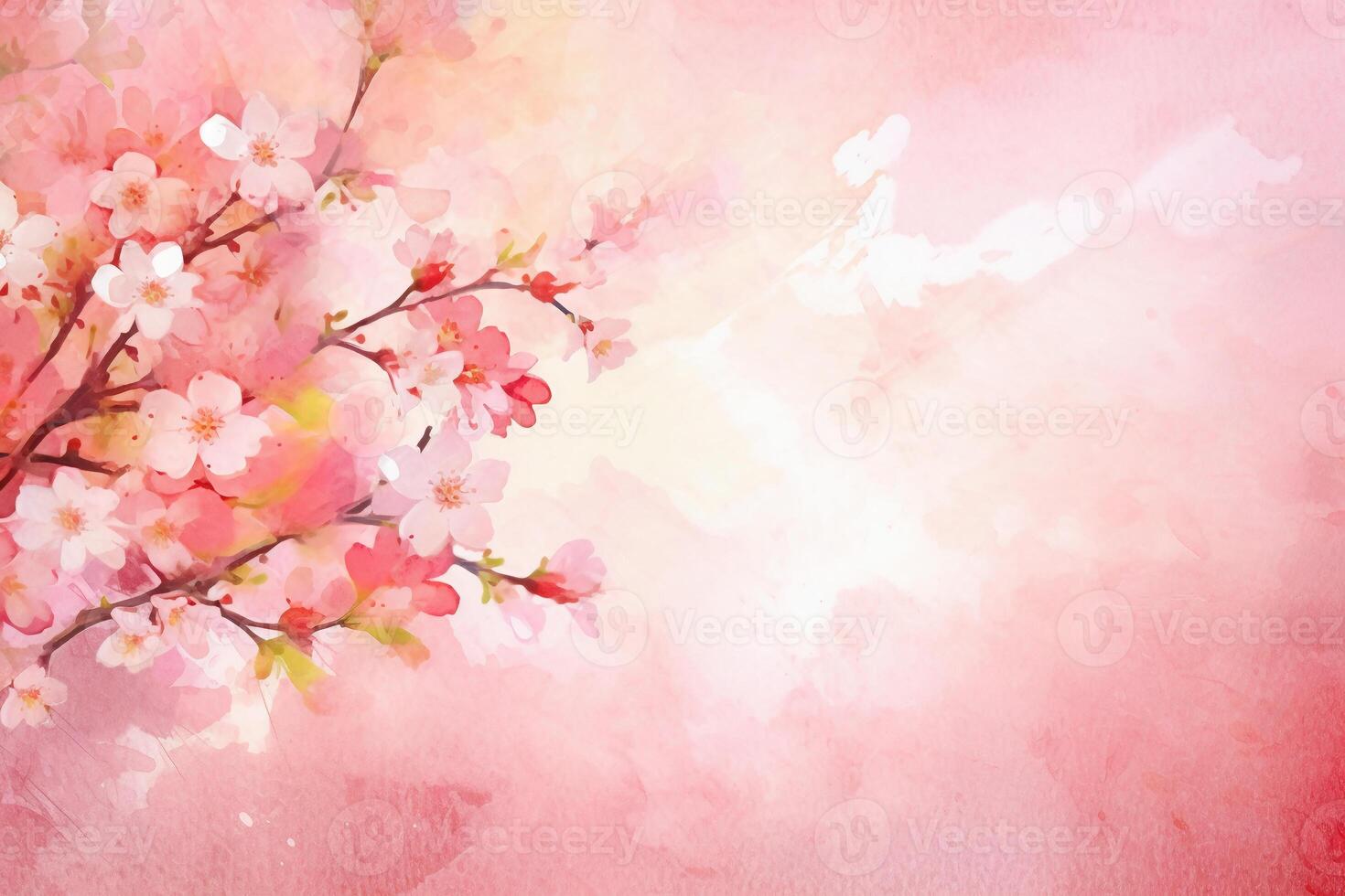 light pink background paper texture tiny petal flower painting in watercolor style. photo