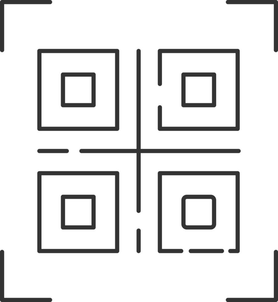 QR Code Icon In Black Line Art. vector