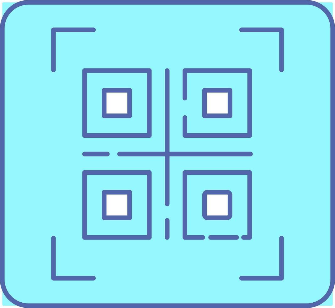 QR Code Icon In Blue Color. vector