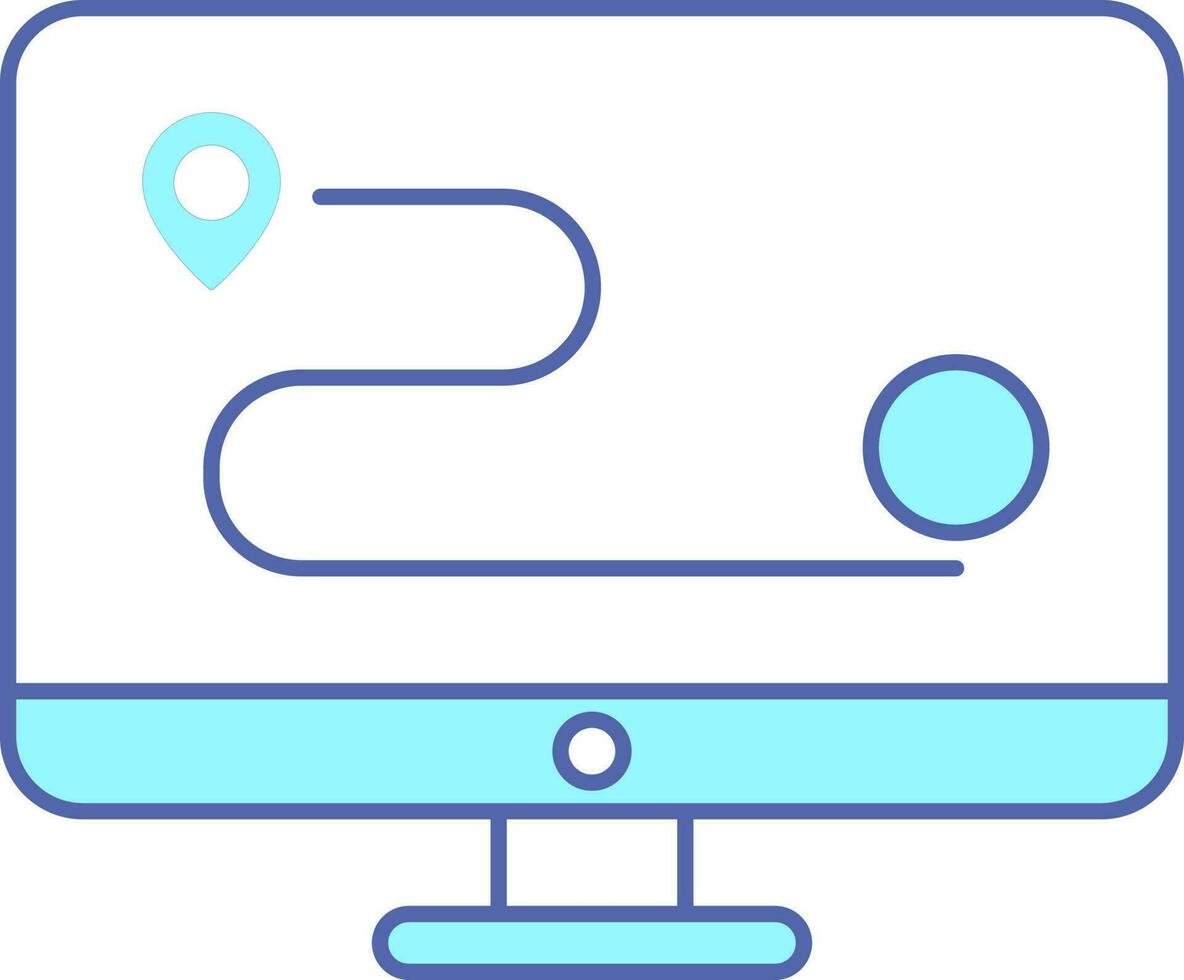 Online Money Or Bank Location Track In Desktop Icon. vector