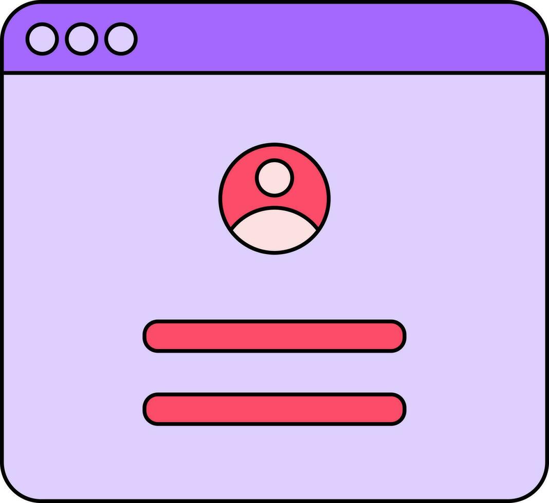 Online User Login Icon In Purple And Red Color. vector