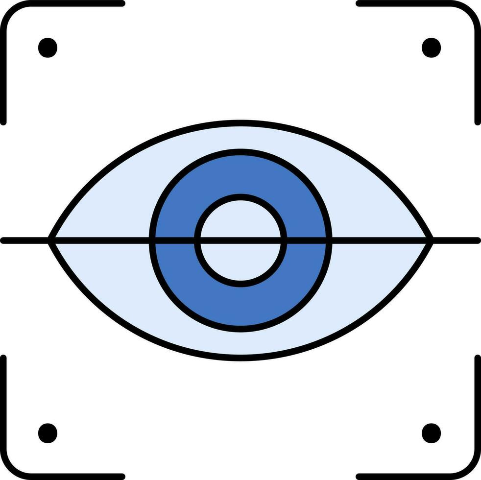 Retina Scanner Icon In Blue Color. vector