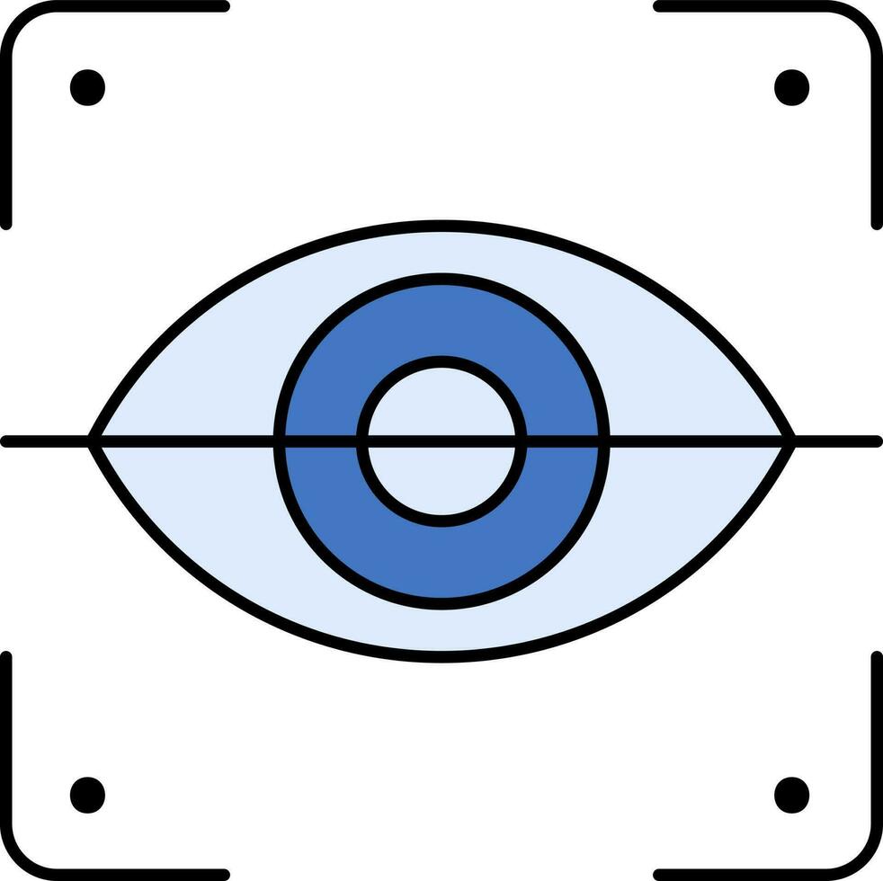 Retina Scanner Icon In Blue Color. vector