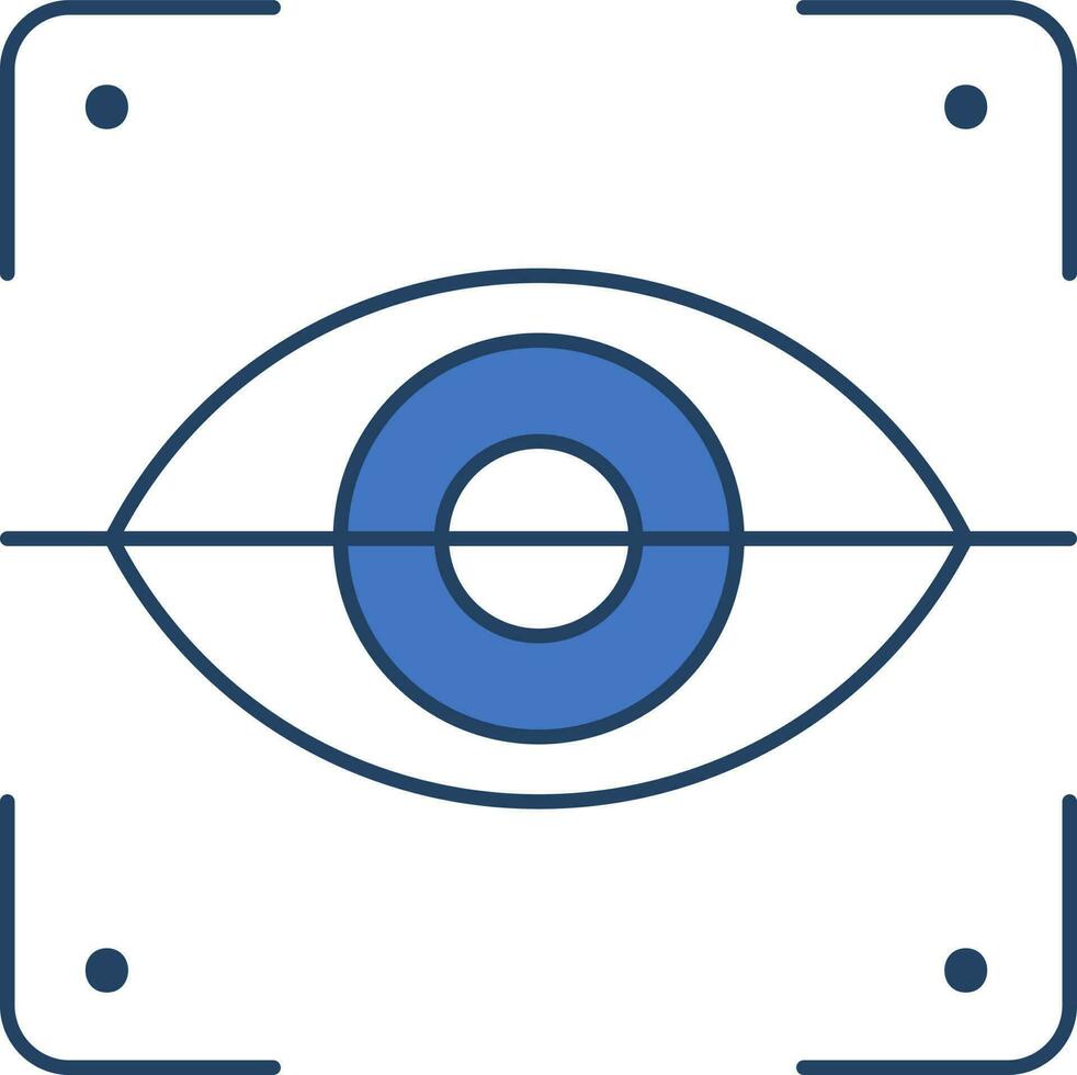 retina escáner icono en azul y blanco color. vector