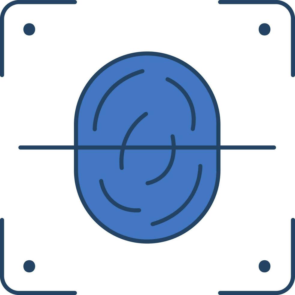 Fingerprint Scan Icon In Blue And White Color. vector