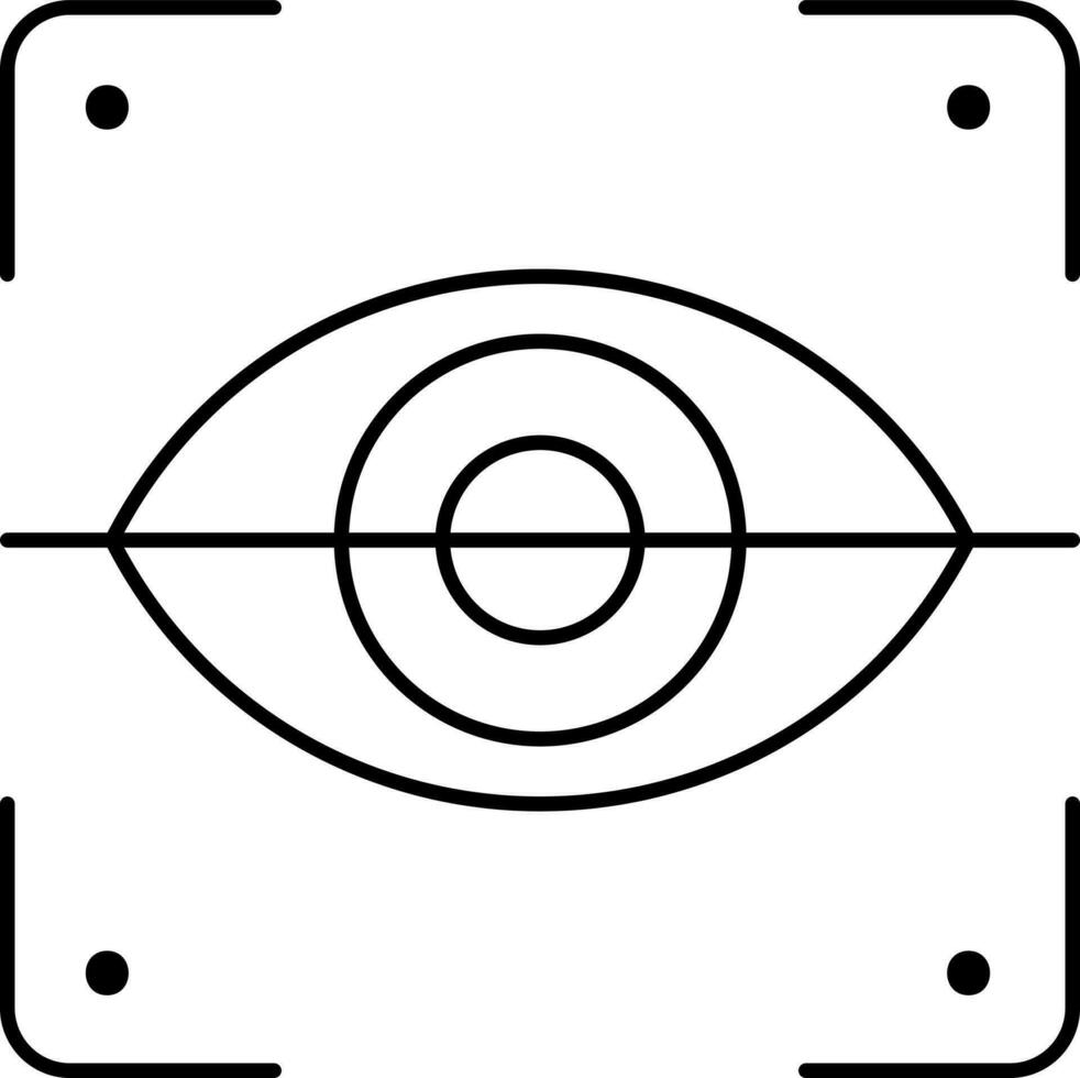 Retina Scanner Icon In Black Outline. vector