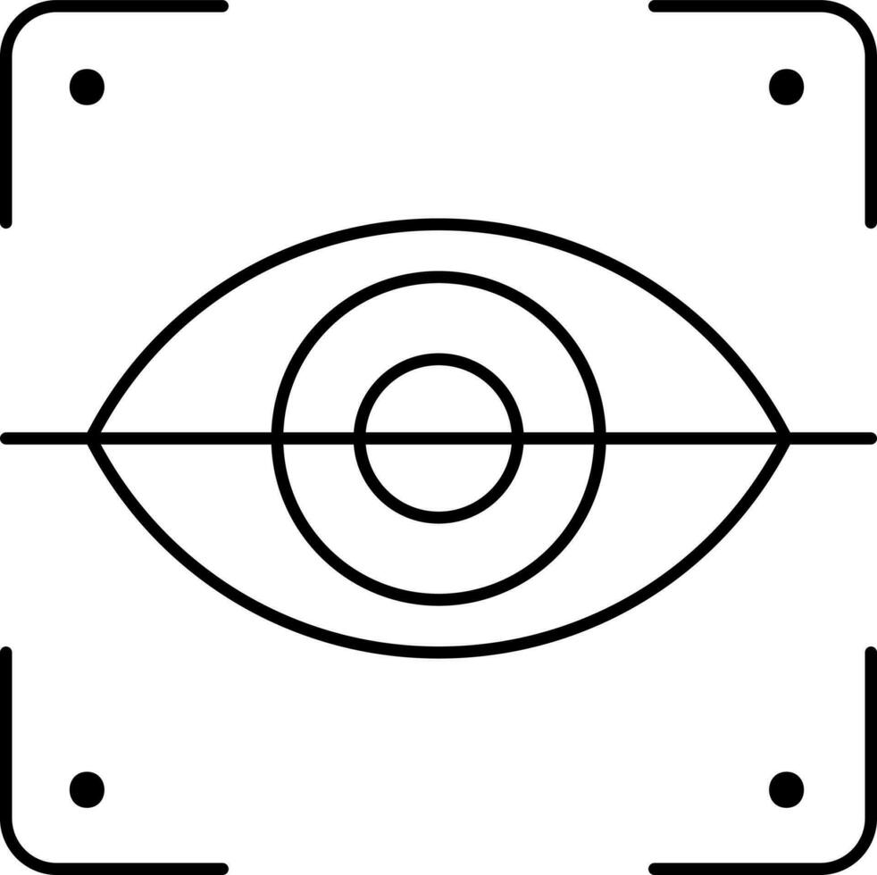 Retina Scanner Icon In Black Outline. vector