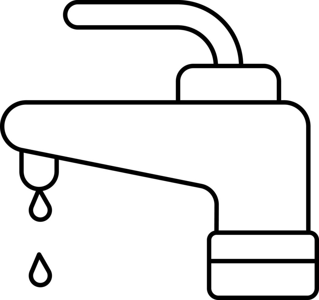 Water Faucet Icon In Black Line Art. vector