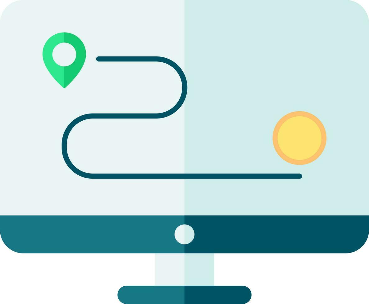 Online Money Or Bank Location Track In Desktop Icon. vector