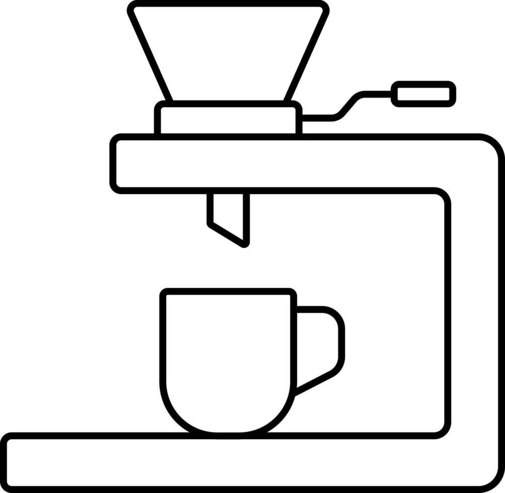 Coffee Grinder Machine Icon In Black Outline. vector