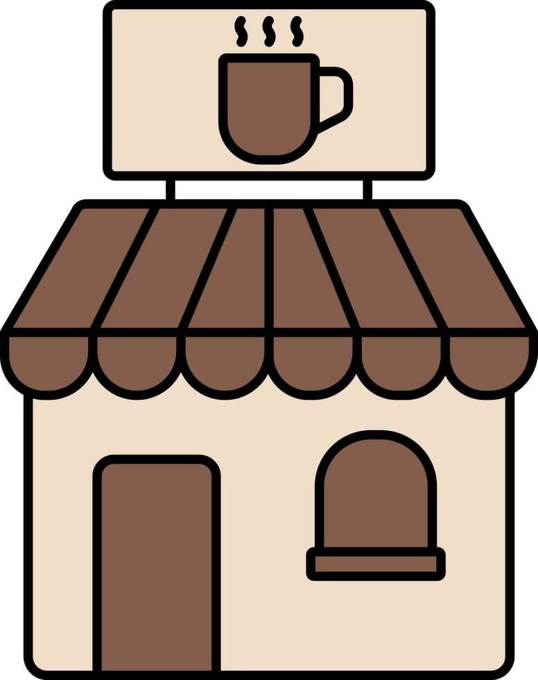 Coffee Shop Icon In Brown Color. vector