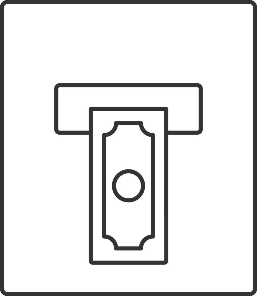 Cash Withdrawal Icon In Black Outline. vector