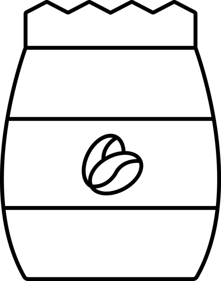 Coffee Bag Icon In Black Outline. vector