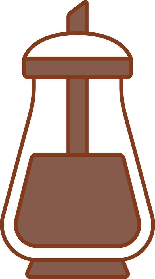 French Press Icon In Brown And White Color. vector