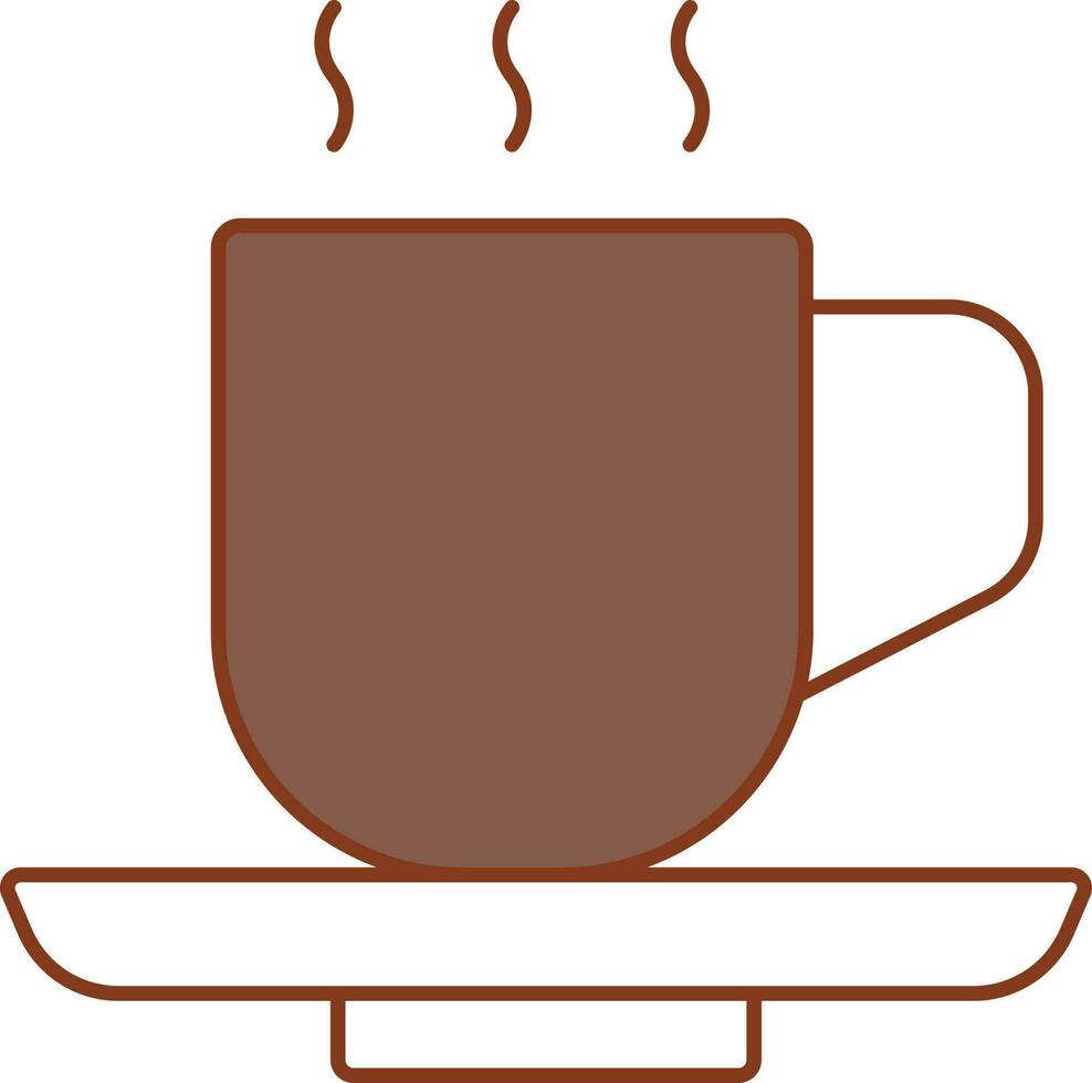 caliente café taza icono en marrón y blanco color. vector