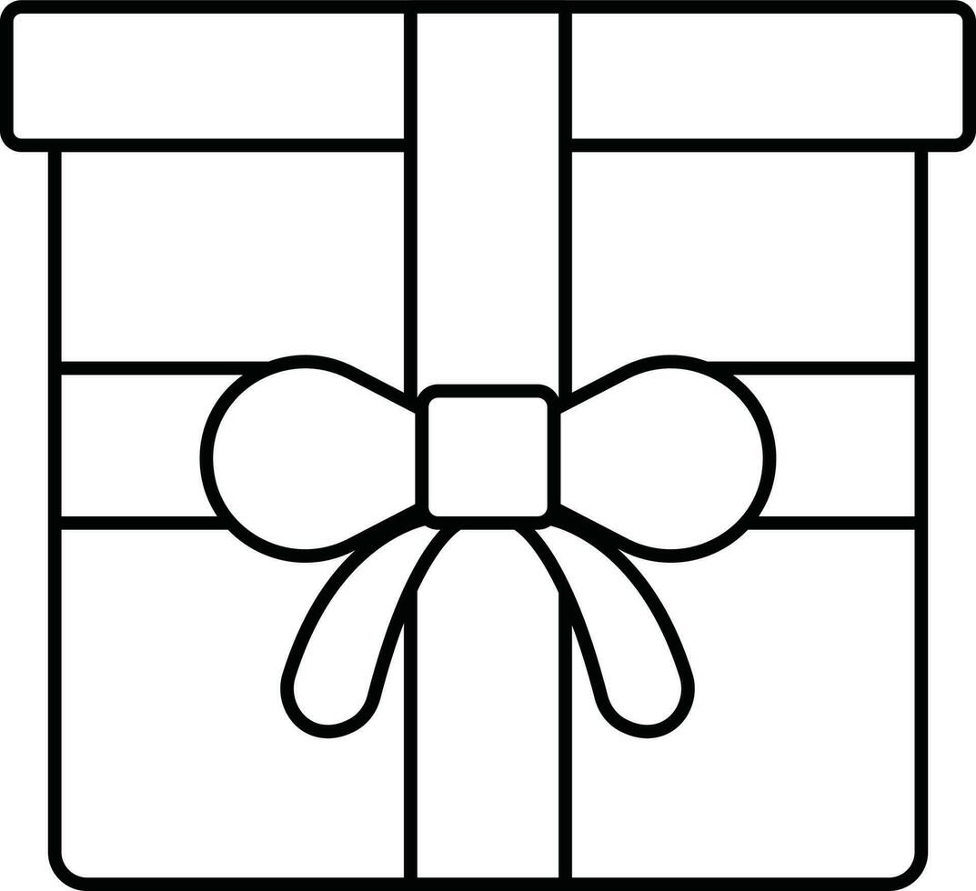 Gift Box Or Present Icon In Thin Line Art. vector