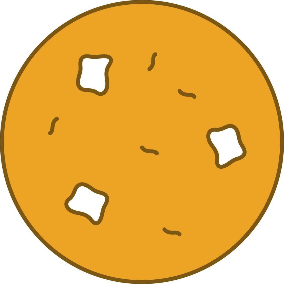 Cookie Icon In Yellow And White Color. vector