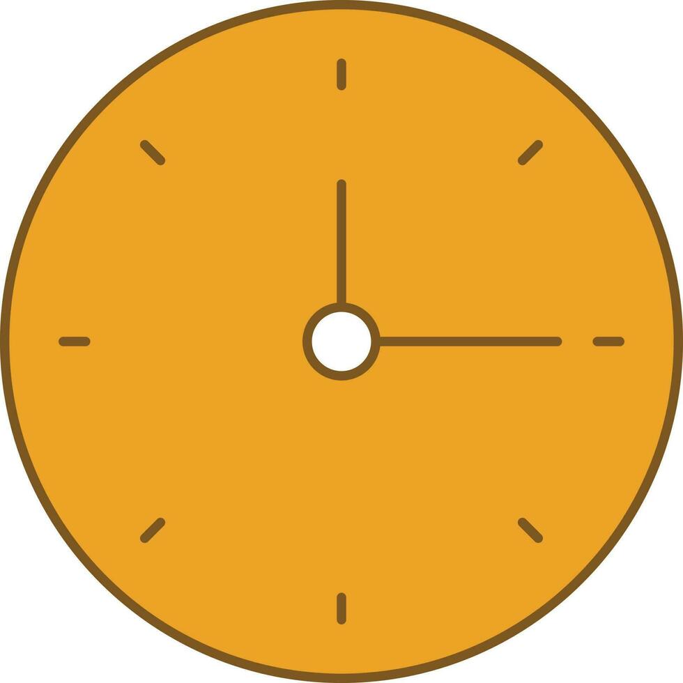 Isolated Clock Icon In Yellow And White Color. vector