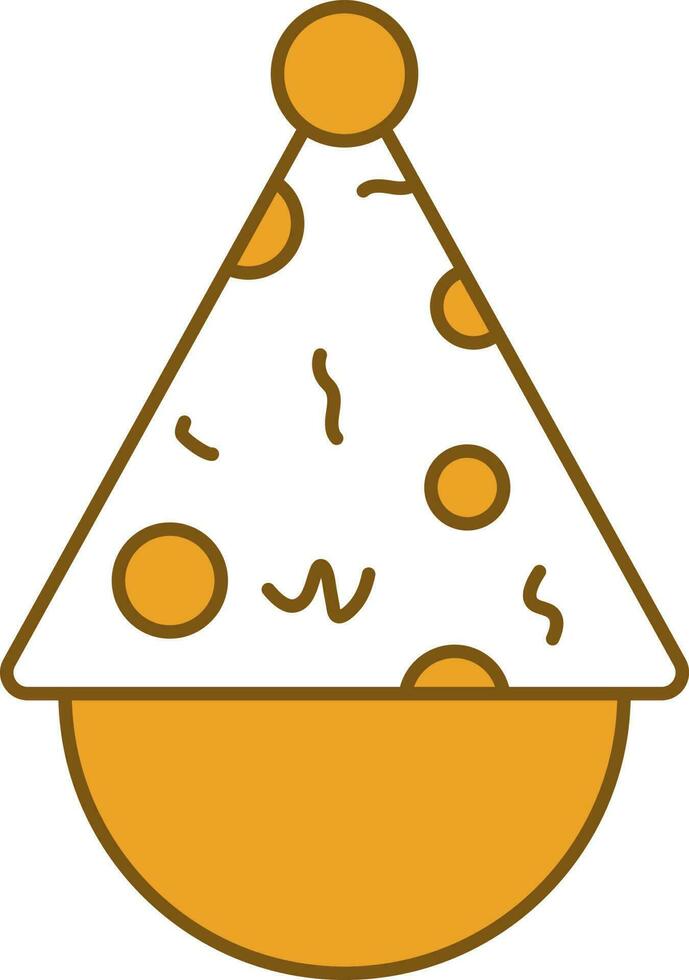 Isolated Party Hat Icon In Yellow And White Color. vector