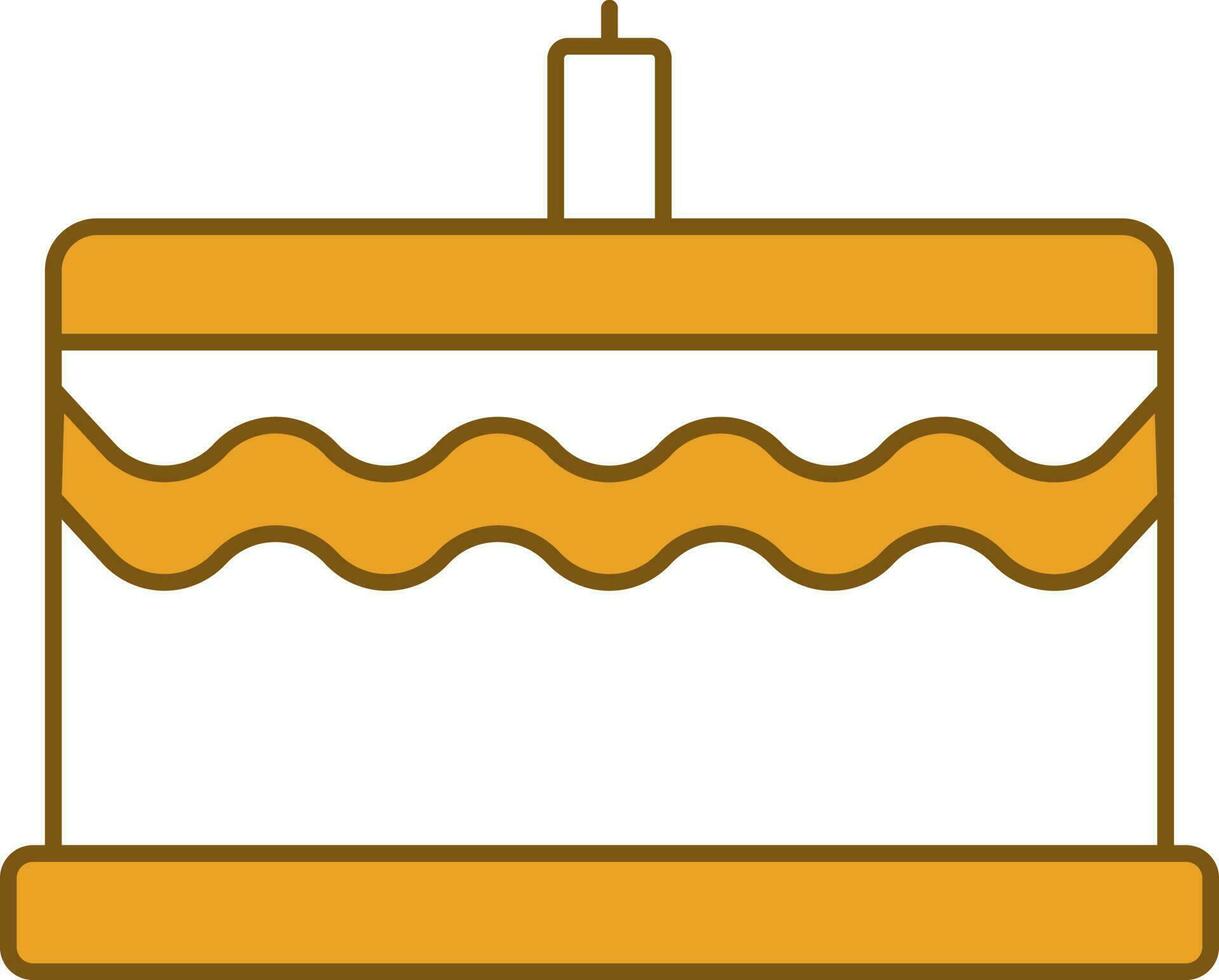 Illustration Of Cake Icon In Yellow And White Color. vector
