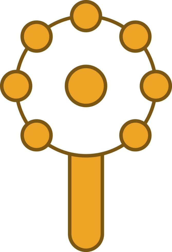 Baby Rattle Icon In Yellow And White Color. vector