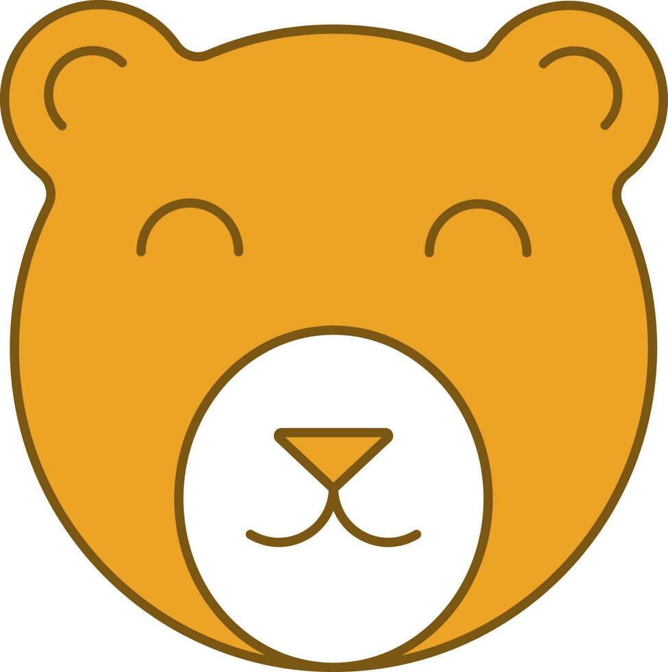 Teddy Bear Face Icon In Yellow And White Color. vector