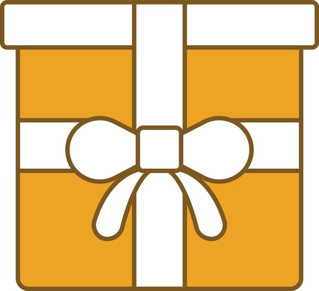 Gift Box Or Present Icon In Yellow And White Color. vector