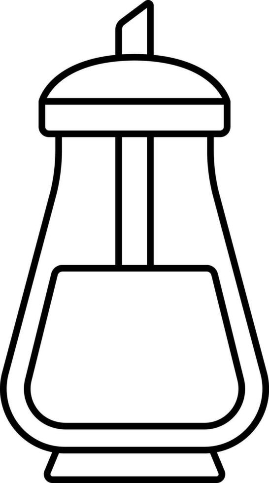 French Press Icon In Thin Line Art. vector