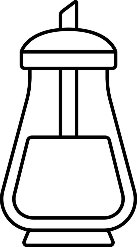 French Press Icon In Thin Line Art. vector