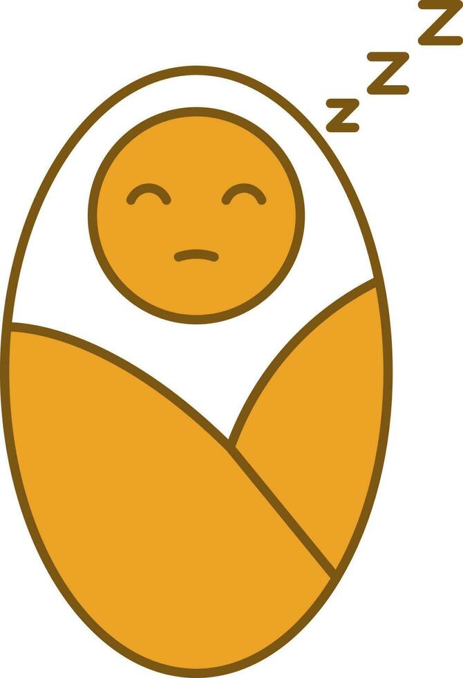 Wrapped Baby Sleeping Icon In Yellow And White Color. vector